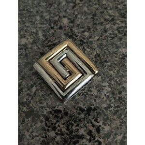 VINTAGE LADY REMINGTON LR GEOMETRIC DESIGN Pin BROOCH SIGNED 1.5" Square